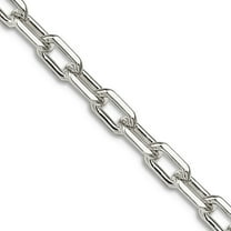 925 Sterling Silver Polished Lobster Claw Closure Rhodium Plated Sparkle-Cut Open Link Cable Chain Bracelet 7 Inch 6mm W