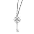 thumbnail image 1 of 925 Sterling Silver Polished Lobster Claw Closure White Ice Diamond Flower Key With 2in Ext Necklace 18 Inch 11mm Wide P, 1 of 2