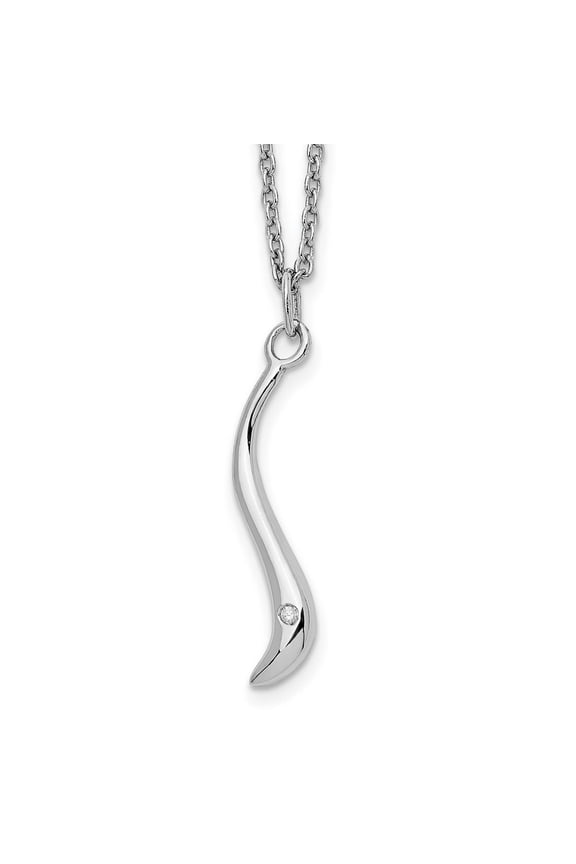 925 Sterling Silver Polished Lobster Claw Closure White Ice Swirl Diamond Pendant Necklace 18 Inch - Pendant for Women