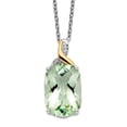 thumbnail image 1 of 925 Sterling Silver Polished Lobster Claw Closure and 14K Green Amethyst and Diamond Necklace 18 Inch 11mm Wide Pendant, 1 of 2