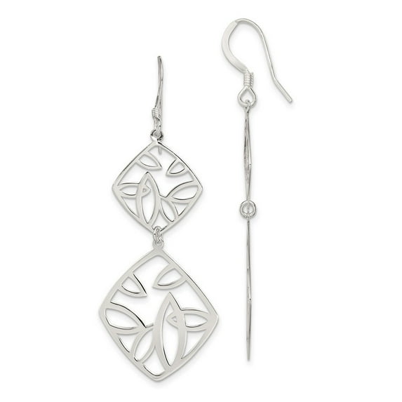 925 Sterling Silver Polished Long Drop Dangle Earrings 61x24mm Wide-Dangle Earring for Women