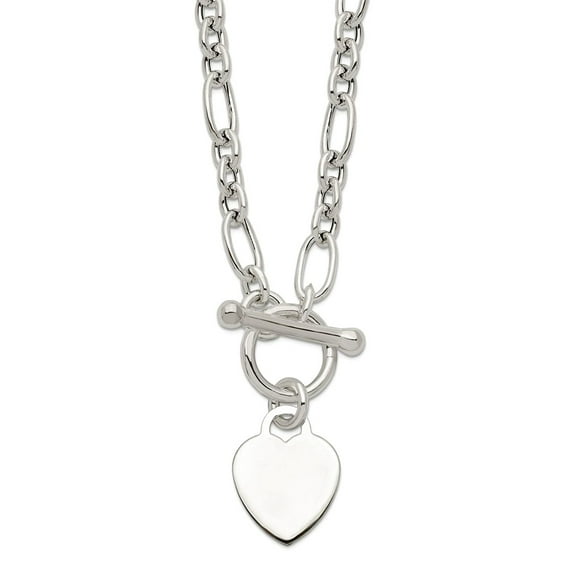 925 Sterling Silver Polished Love Heart Charm Fancy Link Necklace 18 Inch 12.3mm Wide Pendant Necklace for Women