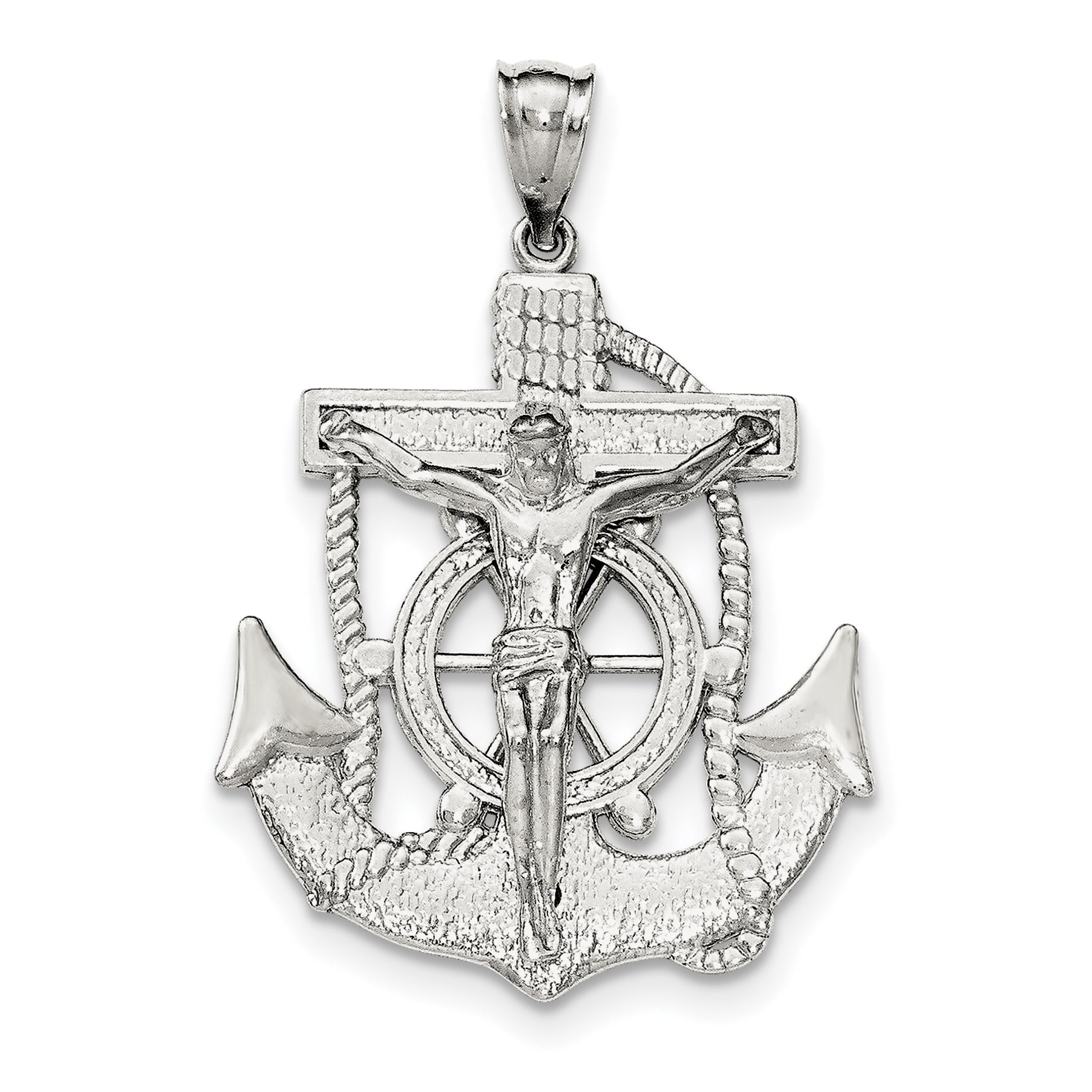 925 Sterling Silver Polished Mariner Crucifix Pendant - Walmart.com