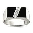 thumbnail image 1 of 925 Sterling Silver Polished Mens Cubic Zirconia and Simulated Onyx Ring Size 9 4.5mm Wide Ring for Men, 1 of 2