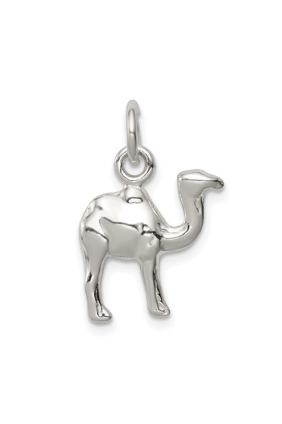 925 Sterling Silver Polished Mini 3-D Camel Reversible Shaped Pendant