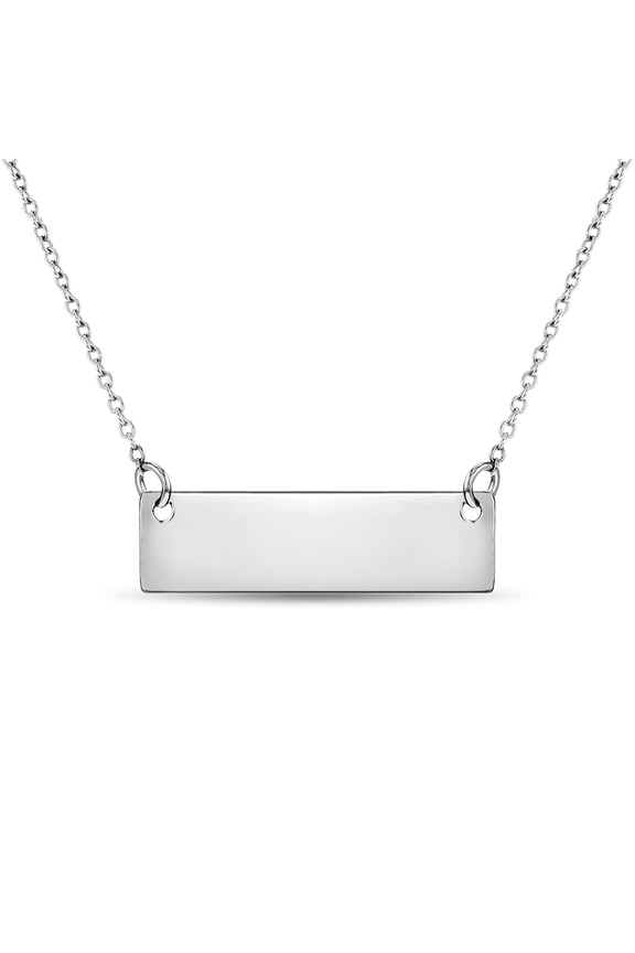 925 Sterling Silver Polished Necklace Name Plate Pendant For Girls & Teens 16"