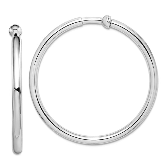 925 Sterling Silver Polished Non Pierced Hoop Earrings 37x37mm Wide 2.5mm Thick Hoop Earring for Women