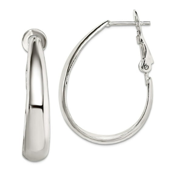 925 Sterling Silver Polished Omega Hoop Earrings 30.45x23.5mm Wide 6.1mm Thick Hoop Earring for Women