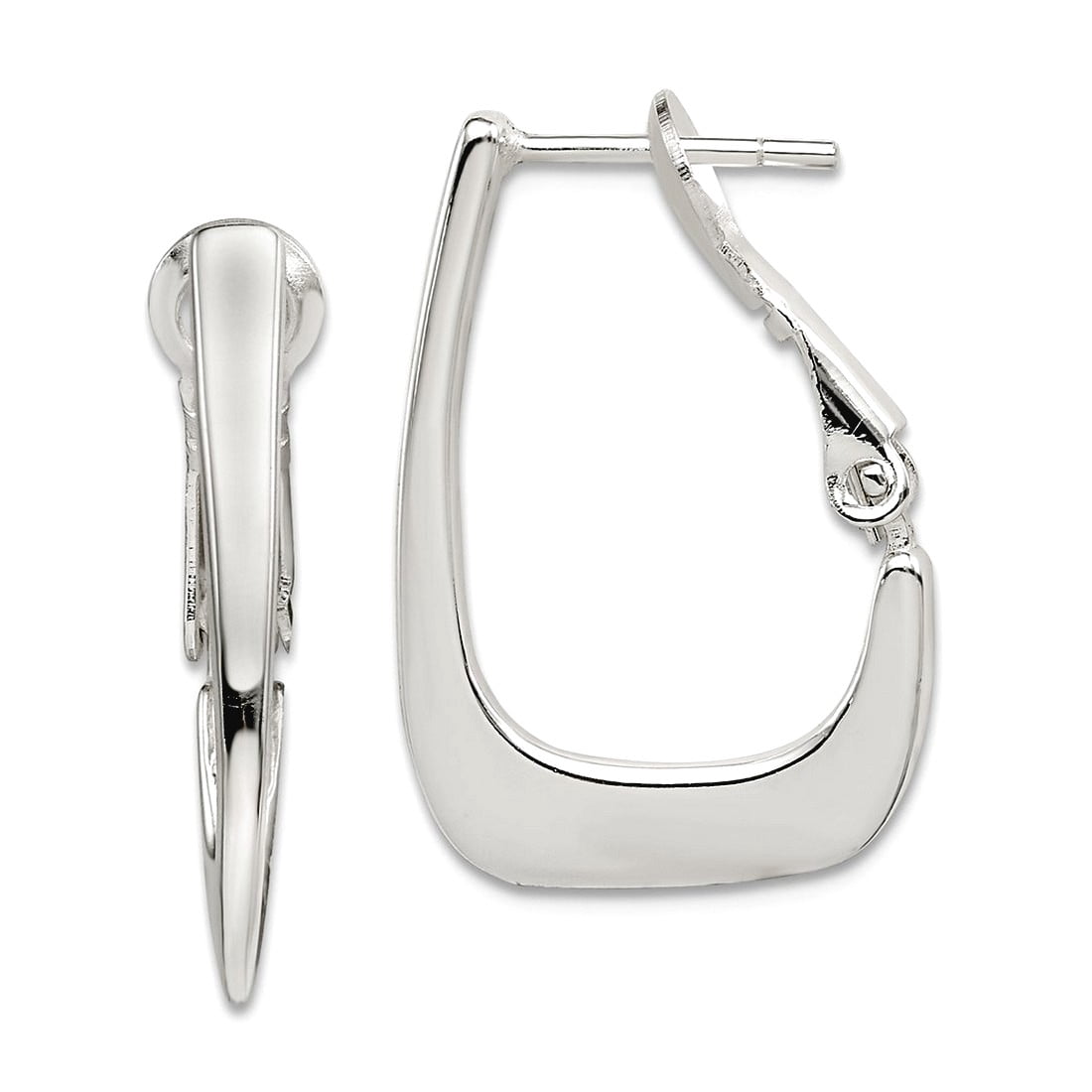 925 Sterling Silver Polished Omega back Clip Back Earrings 18x16mm Wide Clip on Earring for Women