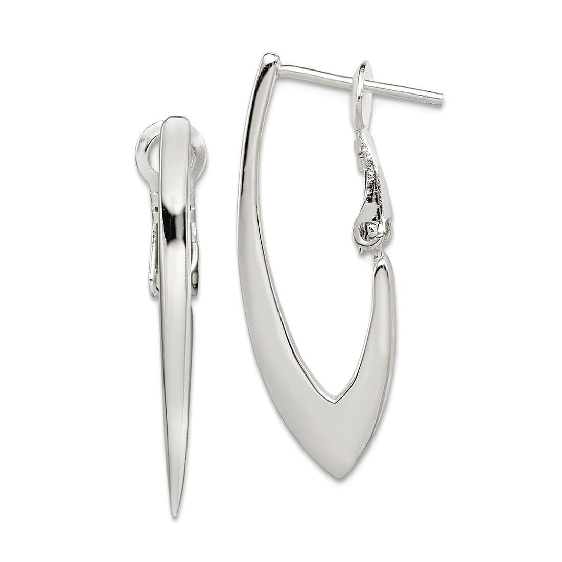 925 Sterling Silver Polished Omega back Clip Back Earrings 30x11mm Wide Clip on Earring for Women