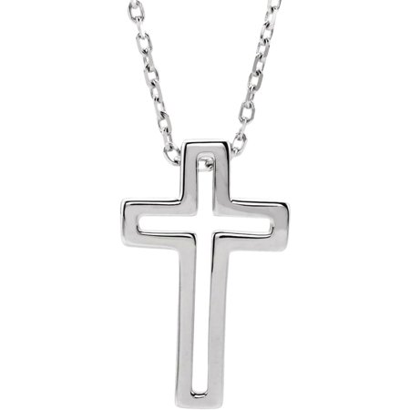 925 Sterling Silver Polished Open Religious Faith Cross Necklace Pendant Necklace for Women