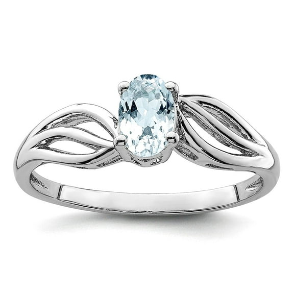 925 Sterling Silver Polished Aquamarine Ring Size 9 Ring for Women - .39 cwt