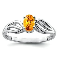 925 Sterling Silver Polished Citrine Ring Size 6 Ring for Women - .40 cwt