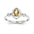 thumbnail image 1 of 925 Sterling Silver Polished Open back Citrine and Diamond Ring Size 9 Measures 2mm Wide Jewelry Gifts for Women, 1 of 4