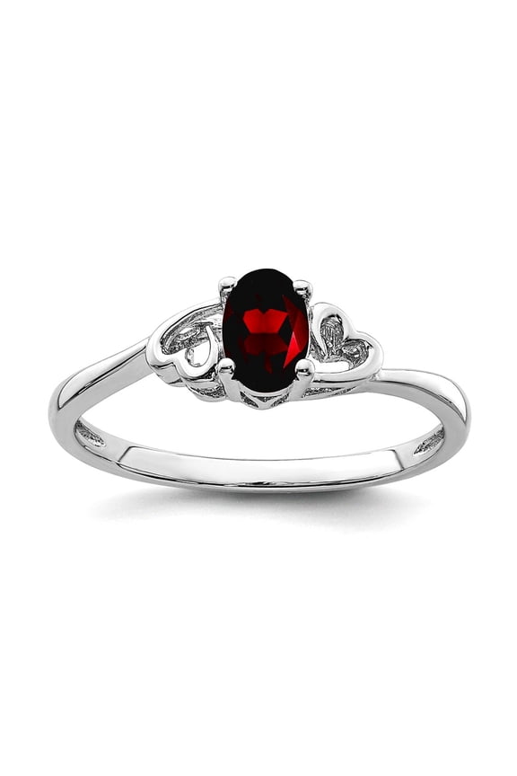 925 Sterling Silver Polished Garnet Ring Size 7 Ring for Women - .61 cwt