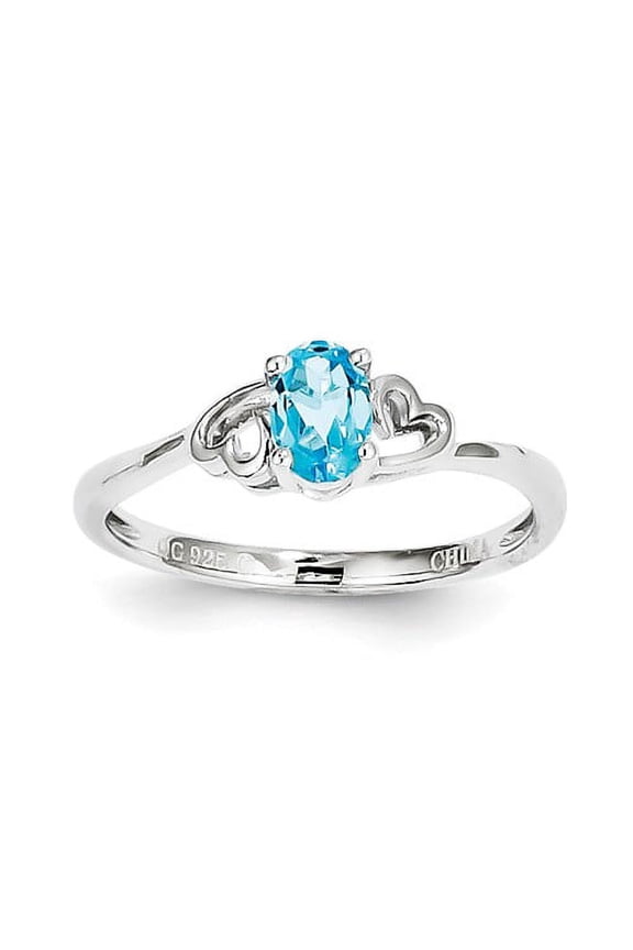 925 Sterling Silver Polished Open back Light Swiss Blue Topaz Ring Size 10 Jewelry Gifts for Women