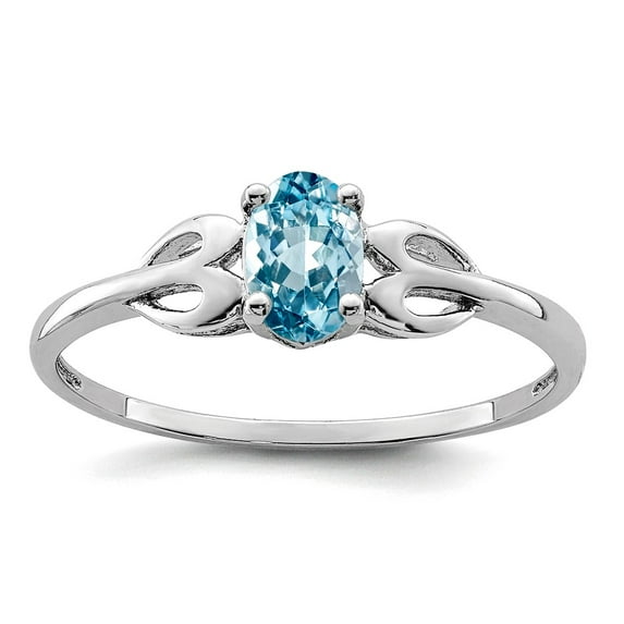925 Sterling Silver Polished Light Swiss Blue Topaz Ring Size 8 2mm Wide Ring for Women - .48 cwt