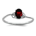 thumbnail image 1 of 925 Sterling Silver Polished Rhodium Plated Diamond and Garnet Oval Ring Size 8 2mm Wide Ring for Women, 1 of 2