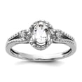 thumbnail image 1 of 925 Sterling Silver Polished White Topaz and Diamond Ring Size 5 Ring for Women - .02 dwt .55 cwt, 1 of 2