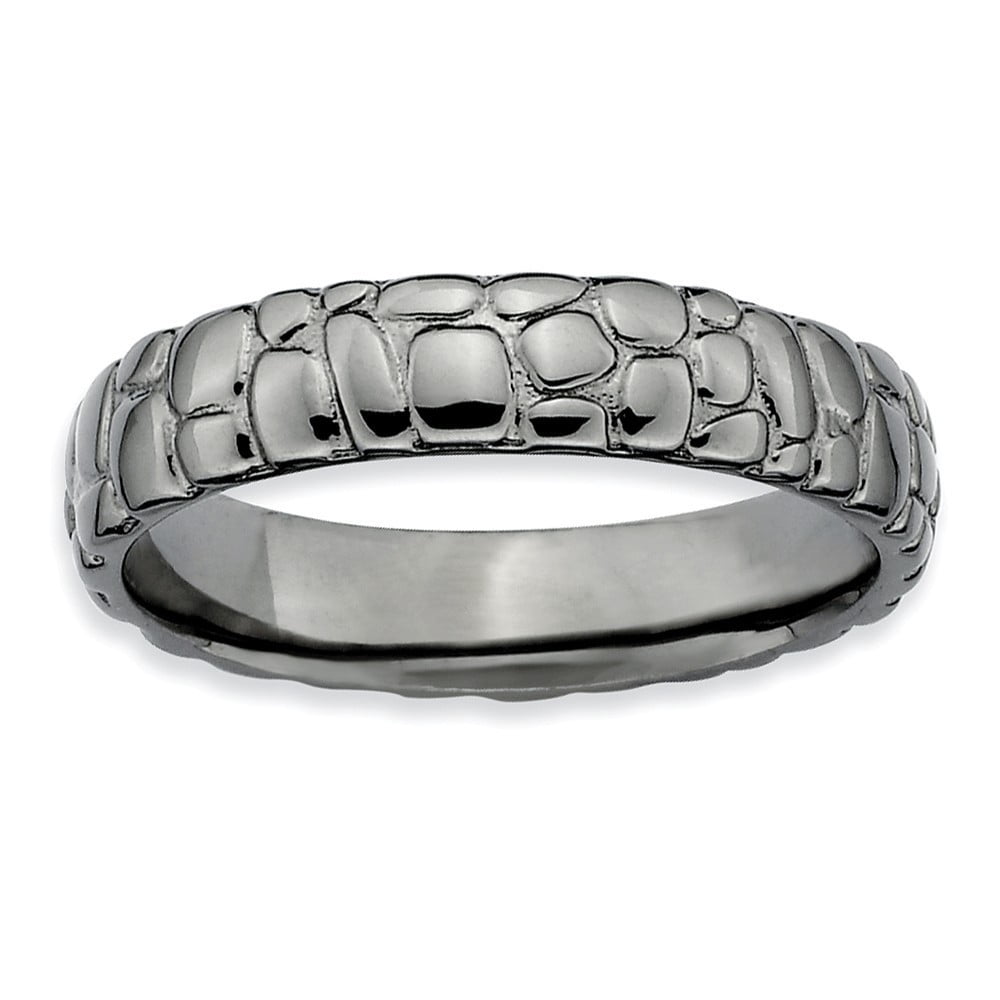 Sterling Silver Stackable Black-plated Ring - 3.9 Grams - Size 7
