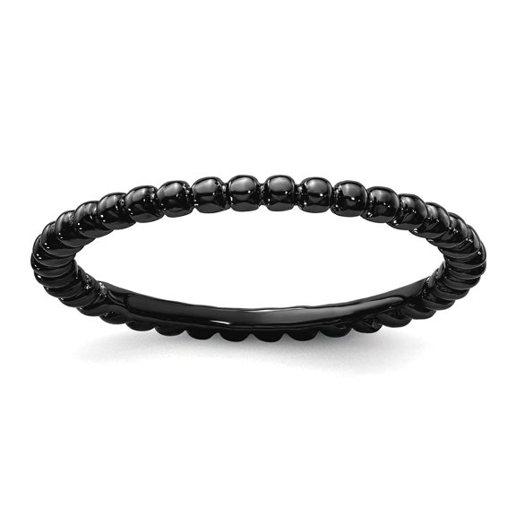 925 Sterling Silver Polished Patterned Ruthenium plating Stackable Black Plated Ring Size 7 Stackable Ring for Women