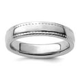 thumbnail image 1 of 925 Sterling Silver Polished Patterned Stackable Rhodium Ring Size 9 Stackable Ring for Women, 1 of 2