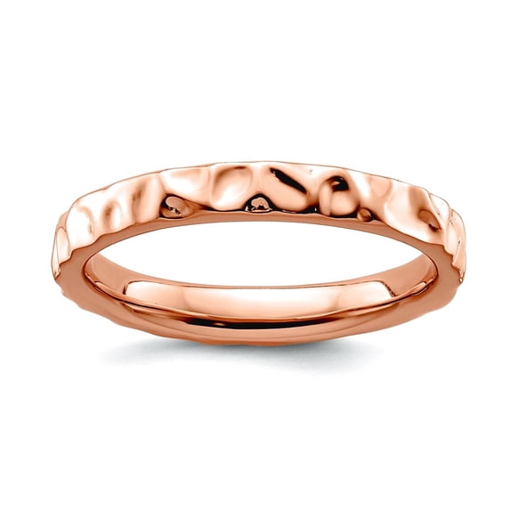 925 Sterling Silver Polished Patterned Stackable Pink Plated Ring Size 5 Stackable Ring for Women