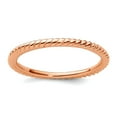 thumbnail image 1 of 925 Sterling Silver Polished Patterned Stackable Pink Plated Twisted Ring Size 10 Stackable Ring for Women, 1 of 2