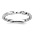 thumbnail image 1 of 925 Sterling Silver Polished Patterned Stackable Rhodium Hammered Ring Size 5 Stackable Ring for Women, 1 of 2