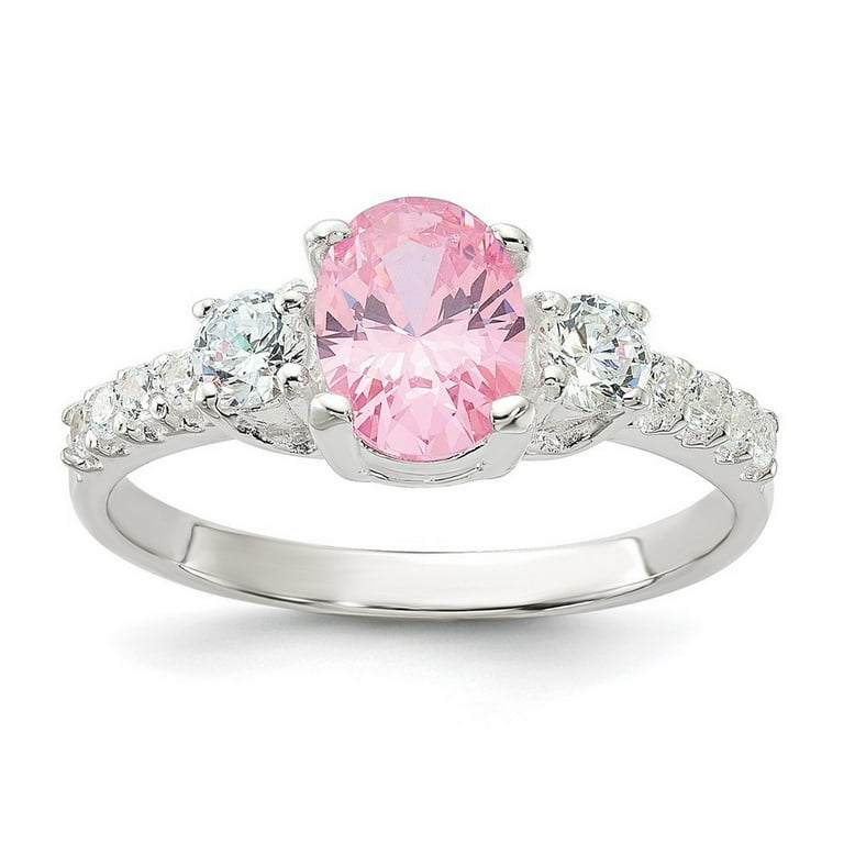 Sterling Silver Pink and White CZ Ring Sterling Silver Pink and White CZ Ring