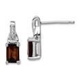 thumbnail image 1 of 925 Sterling Silver Polished Post Diamond and Smoky Quartz Earrings 13x5mm Wide Stud Earring for Women, 1 of 2