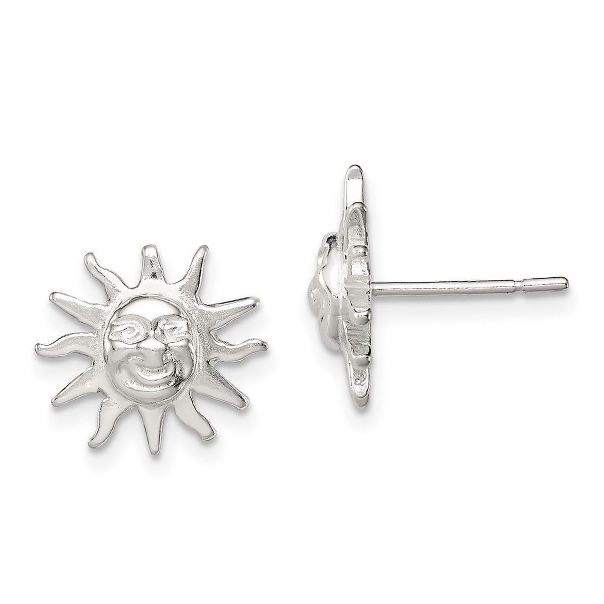 JEWELRYWEB 925 Sterling Silver Polished Post Earrings Sun Mini for young adults Earringss Measures 12x13mm Wide - Earring