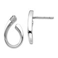 thumbnail image 1 of 925 Sterling Silver Polished Post White Ice .02ct. Diamond Earrings 17x11mm Wide Stud Earring for Women, 1 of 2