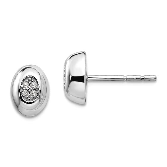 925 Sterling Silver Polished Post White Ice Diamond Earrings 9x7mm Wide Stud Earring for Women
