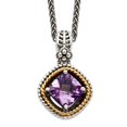 thumbnail image 1 of 925 Sterling Silver Polished Prong set Oxidized Lobster Claw Closure With 14k 2.10Amethyst 18inch Necklace 14mm Wide Pen, 1 of 2