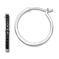 thumbnail image 1 of 925 Sterling Silver Polished Prong set Black Diamond Hoop Earrings 20x20mm Wide 2mm Thick Hoop Earring for Women, 1 of 2