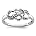 thumbnail image 1 of 925 Sterling Silver Polished Prong set Diamond Love Heart Ring Size 8 2mm Wide Statement Ring for Women, 1 of 2