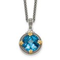 thumbnail image 1 of 925 Sterling Silver Polished Prong set Artisan Oxidized Lobster Claw Closure With 14k 6.50Swiss Blue Topaz 18inch Neckla, 1 of 2