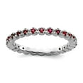 thumbnail image 1 of 925 Sterling Silver Polished Prong set Patterned Stackable Created Ruby Ring Size 9 Stackable Ring for Women, 1 of 2