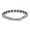 thumbnail image 1 of 925 Sterling Silver Polished Prong set Patterned Amethyst Ring Size 5 Ring for Women - .40 cwt, 1 of 2