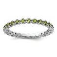 thumbnail image 1 of 925 Sterling Silver Polished Prong set Patterned Stackable Peridot Ring Size 6 Stackable Ring for Women, 1 of 2