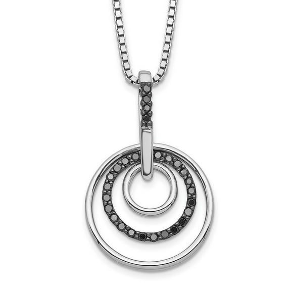 925 Sterling Silver Polished Prong set Spring Ring Black and White Diamond Pendant Necklace Measures 16mm Wide - Pendant