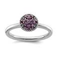 thumbnail image 1 of 925 Sterling Silver Polished Prong set Stackable Amethyst Rhodium Ring Size 6 Stackable Ring for Women, 1 of 2