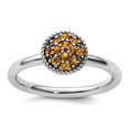 thumbnail image 1 of 925 Sterling Silver Polished Prong set Stackable Citrine Rhodium Ring Size 5 Stackable Ring for Women, 1 of 2