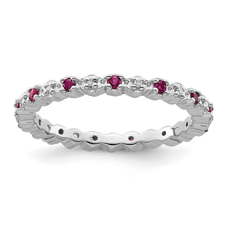Sterling Silver Stackable Expressions Low Set Round Cr. Blue Sapphire Ring Sterling Silver Stackable Expressions Low Set Round Cr. Blue Sapphire Ring