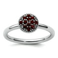 thumbnail image 1 of 925 Sterling Silver Polished Prong set Stackable Garnet Rhodium Ring Size 10 Stackable Ring for Women, 1 of 2