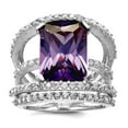 thumbnail image 1 of 925 Sterling Silver Polished Purple and Clear Cubic Zirconia Ring Size 7 Ring for Women, 1 of 2