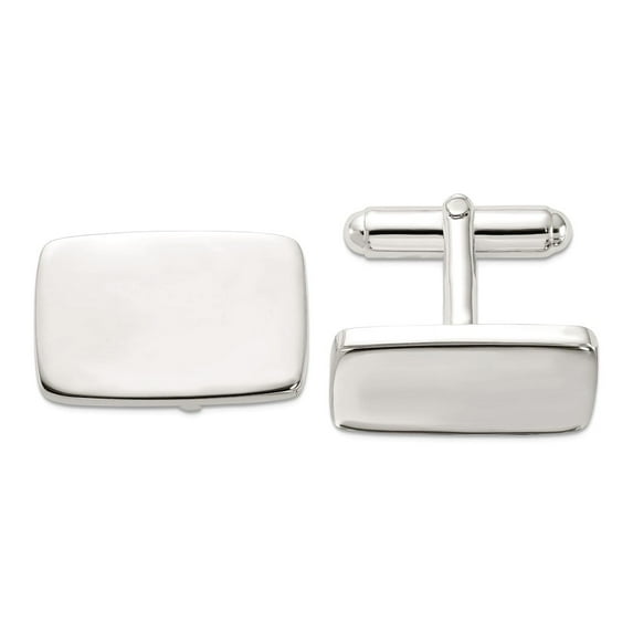 925 Sterling Silver Polished Rectangel Cuff Links 13.5x20.8mm Wide Cuff Link for Men - 13.2 Grams