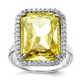 thumbnail image 1 of 925 Sterling Silver Polished Rectangle Clear Lt. Green Cubic Zirconia Ring Size 8 19.6mm Wide Ring for Women, 1 of 2