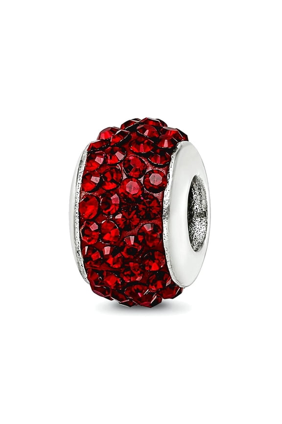 925 Sterling Silver Polished Reflections Dark Maroon Full Crystal Bead Charm 12.73x8.18mm Wide Pendant Necklace for Wome